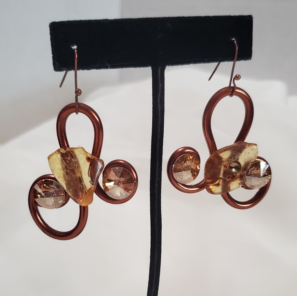 Copper & Stone Statement Earrings Necklace - image 4